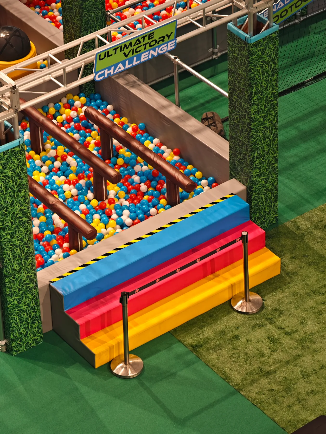 Ball pit detail inside the Kick Off Challenge football bowling area