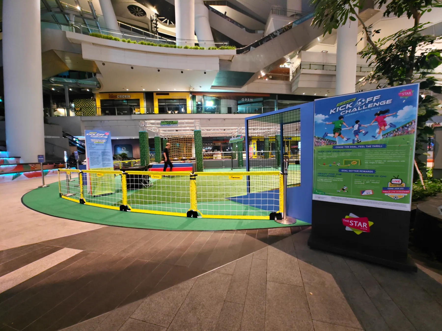 Kick Off Challenge entrance screen and football fencing at The Star Vista