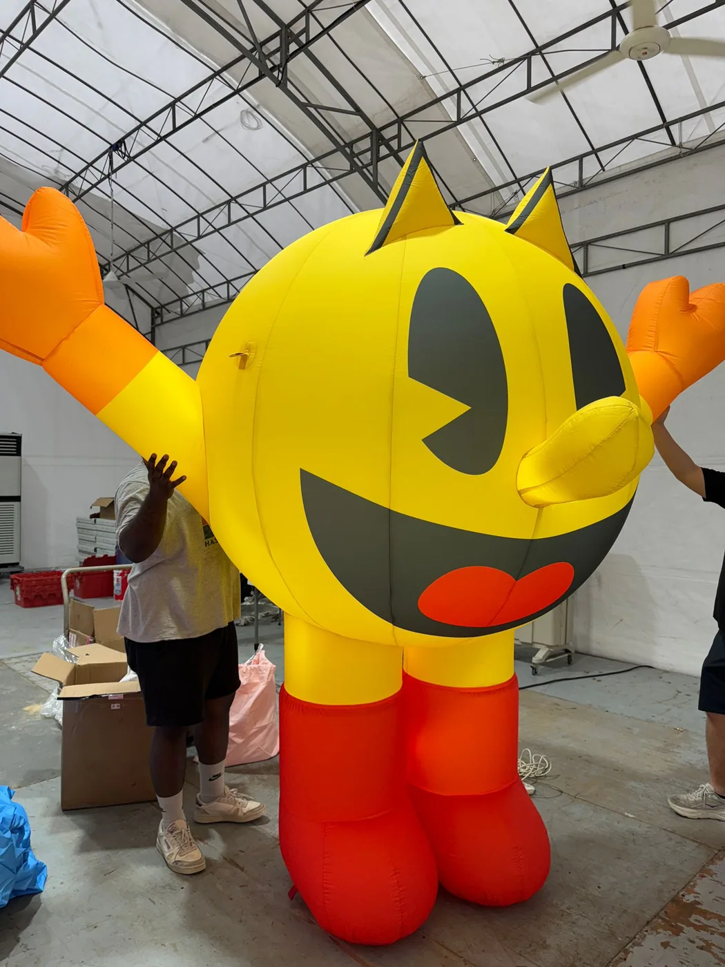 Factory test of PACMAN wearable inflatable character