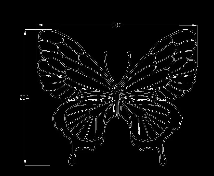Butterfly sculpture frame reference drawing
