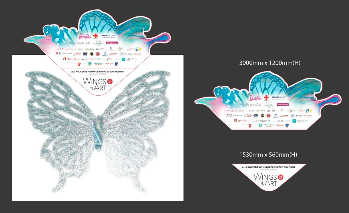 Butterfly sculpture planning render for Wings of Art