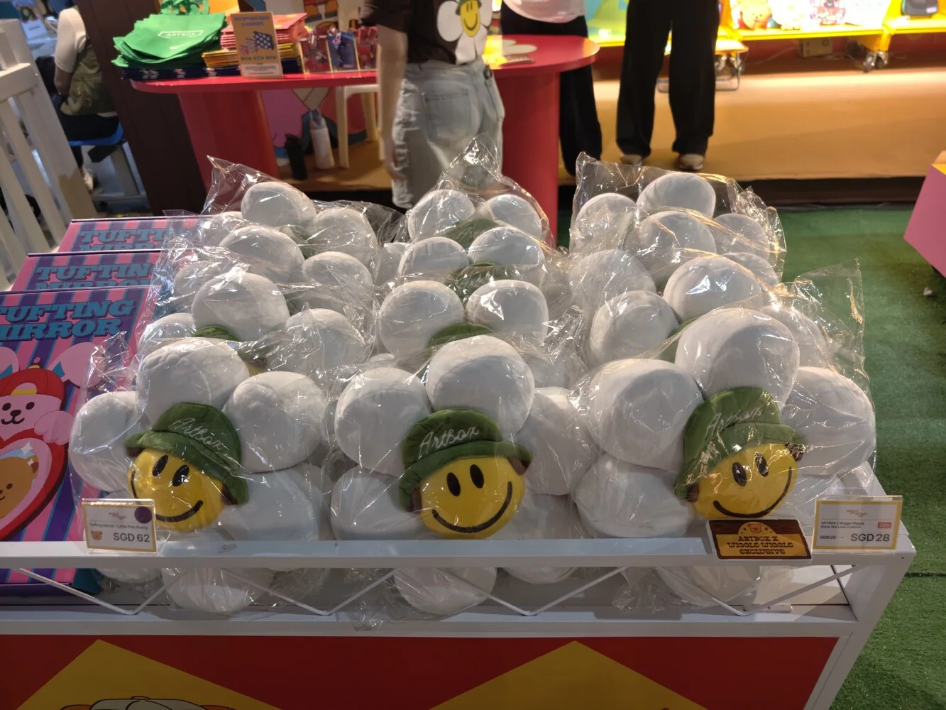 Final ARTBOX cushion products displayed on site in Singapore