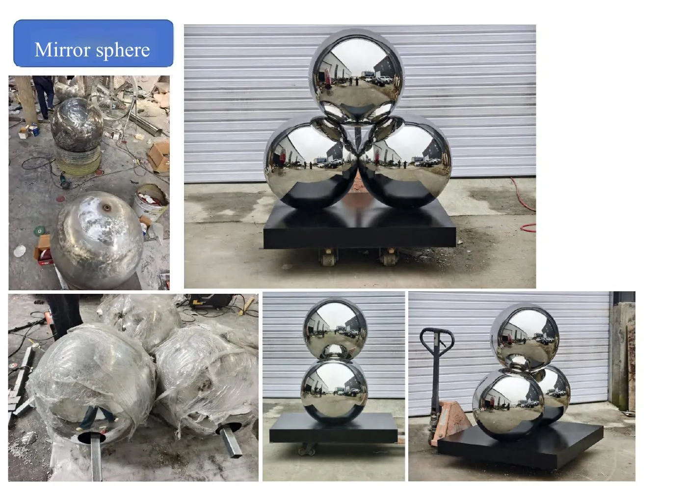 Mirrored Sphere Composition sculpture fabrication reference