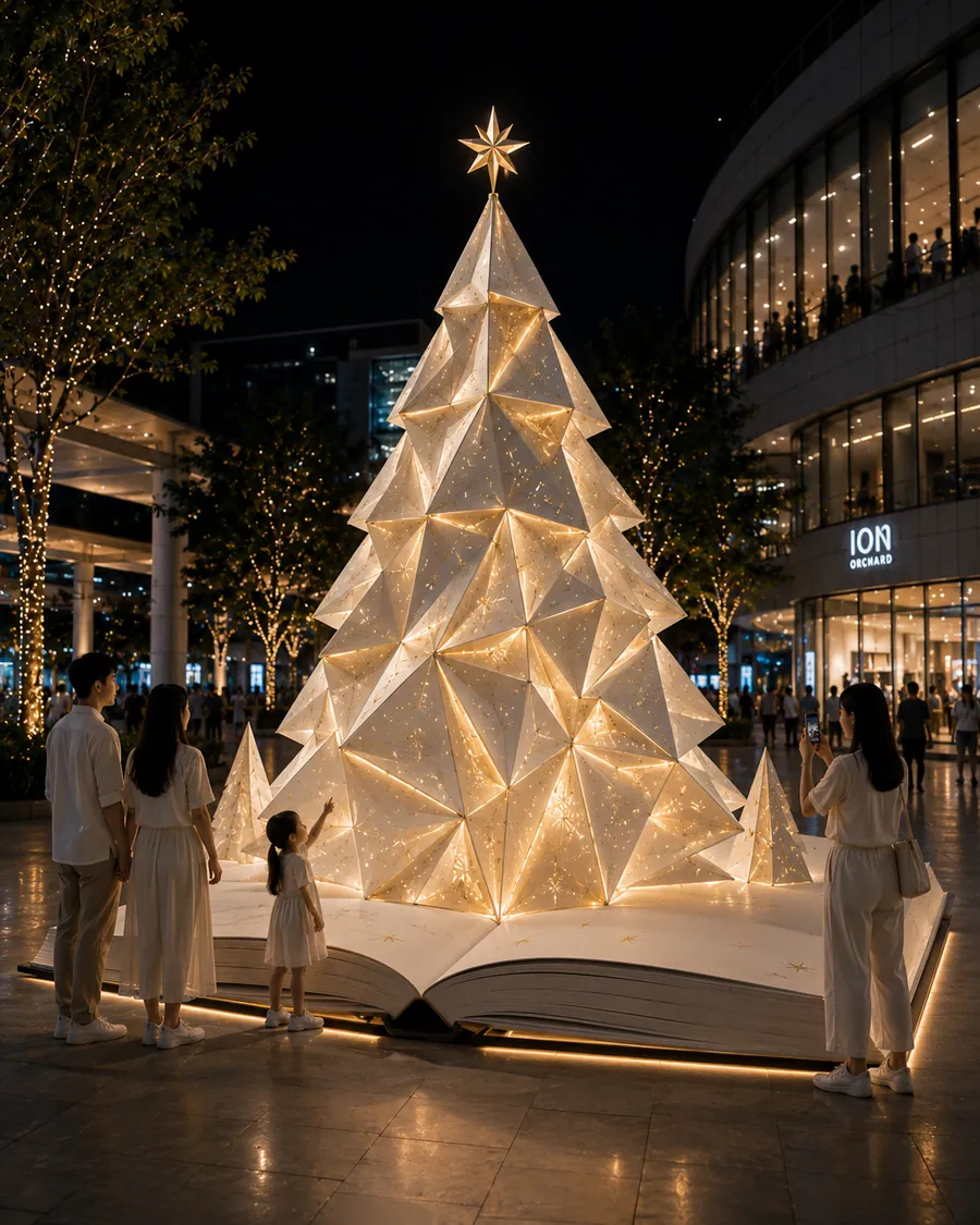AI concept reference for a dimensional pop-up book Christmas tree