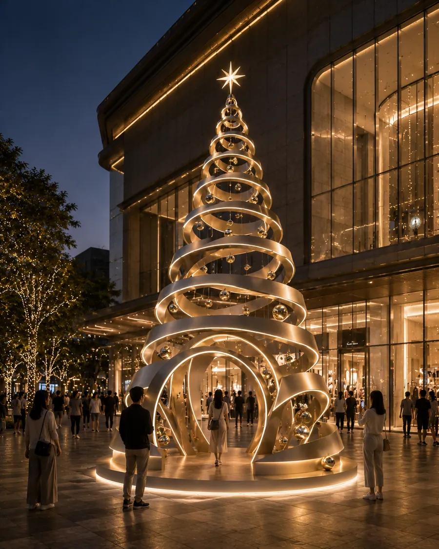 AI concept reference for a thin material flowing Christmas tree