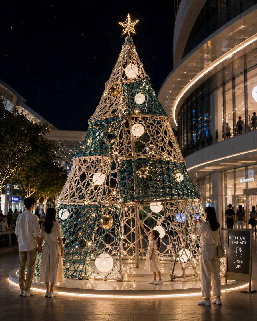 AI concept reference for a maritime net Christmas tree installation