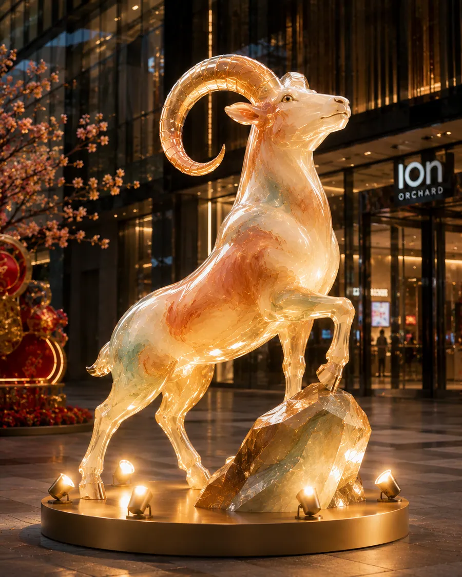AI concept reference for a warm jade-texture sheep sculpture