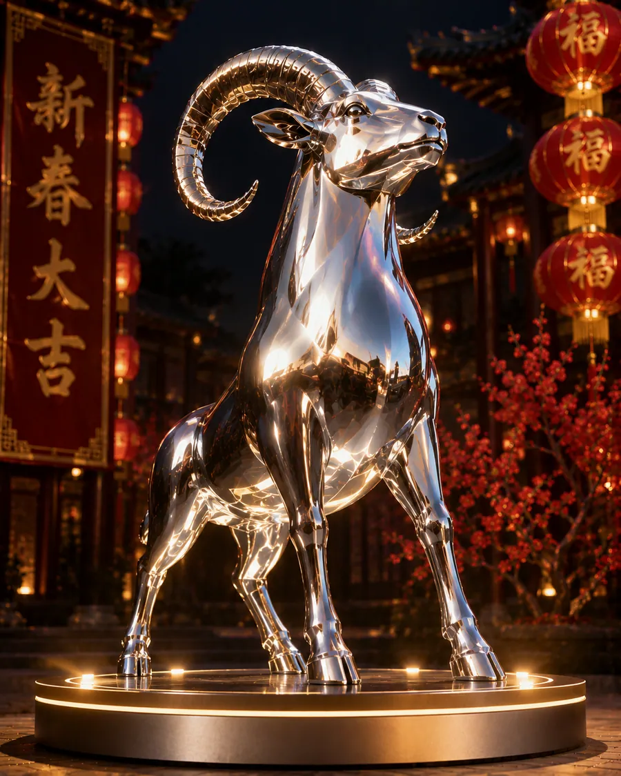 AI concept reference for a strong mirror-finish ram sculpture