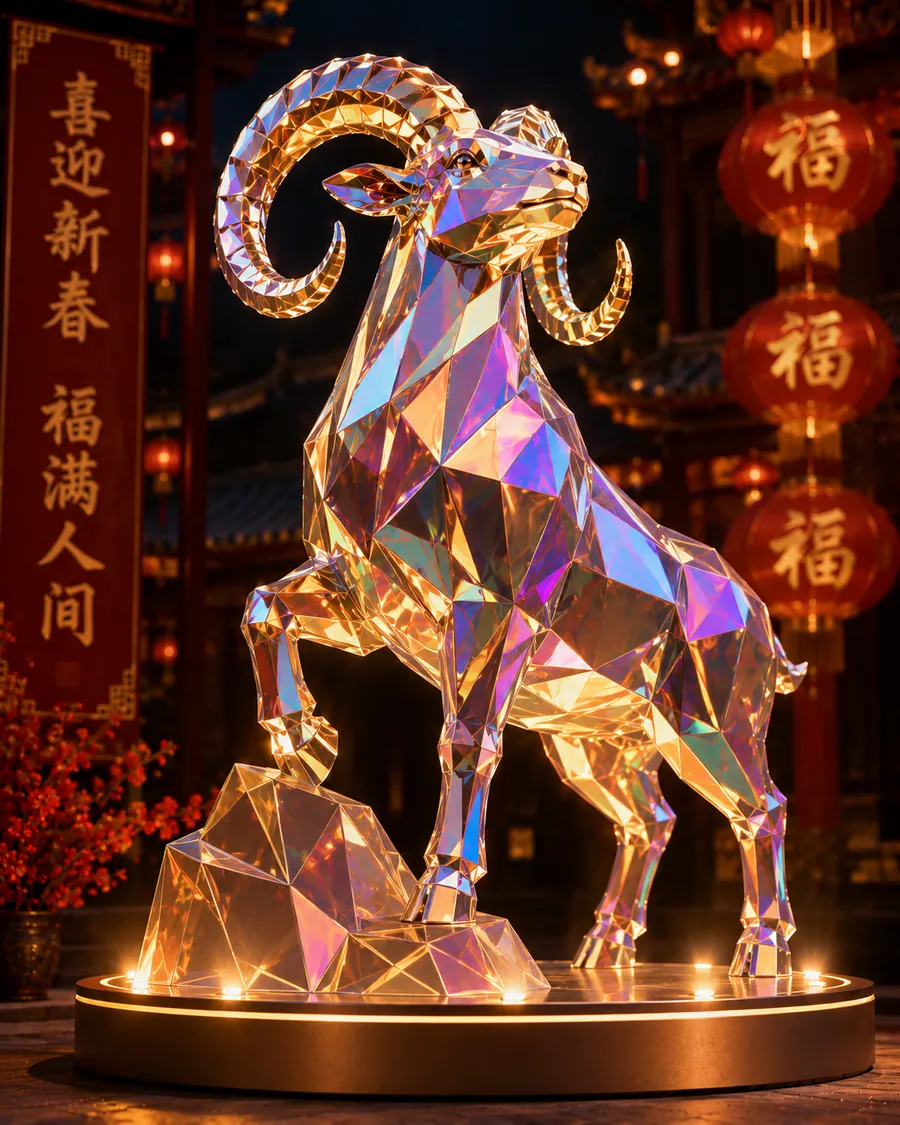 AI concept reference for a fashion-forward crystal ram installation
