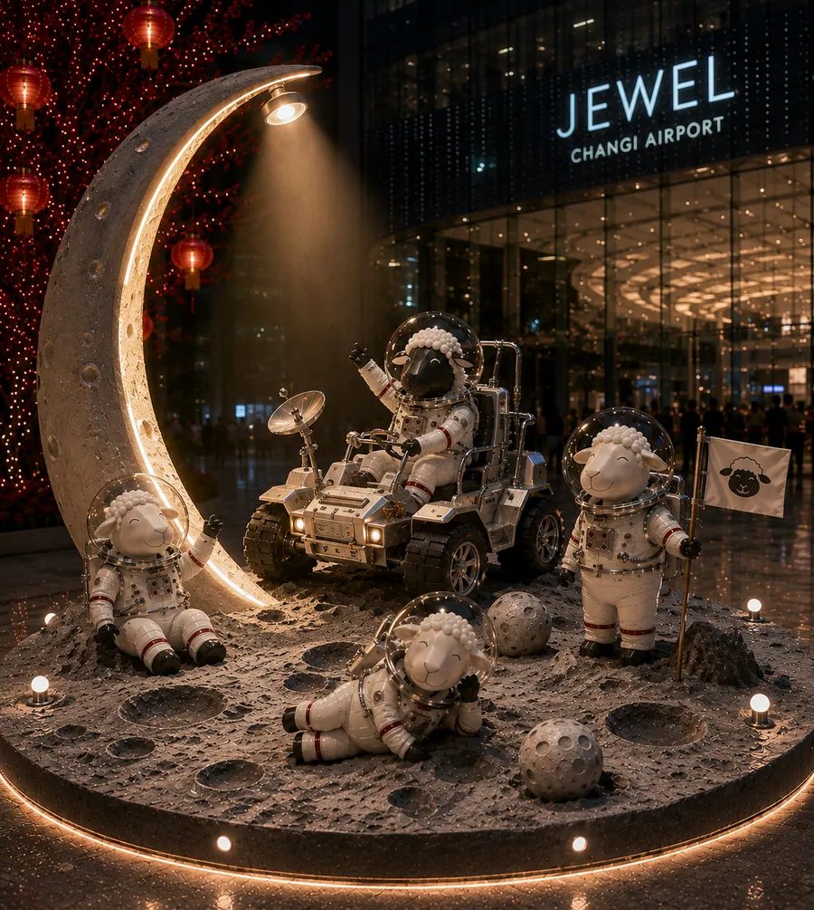 AI concept reference for a cozy space-themed sheep sculpture
